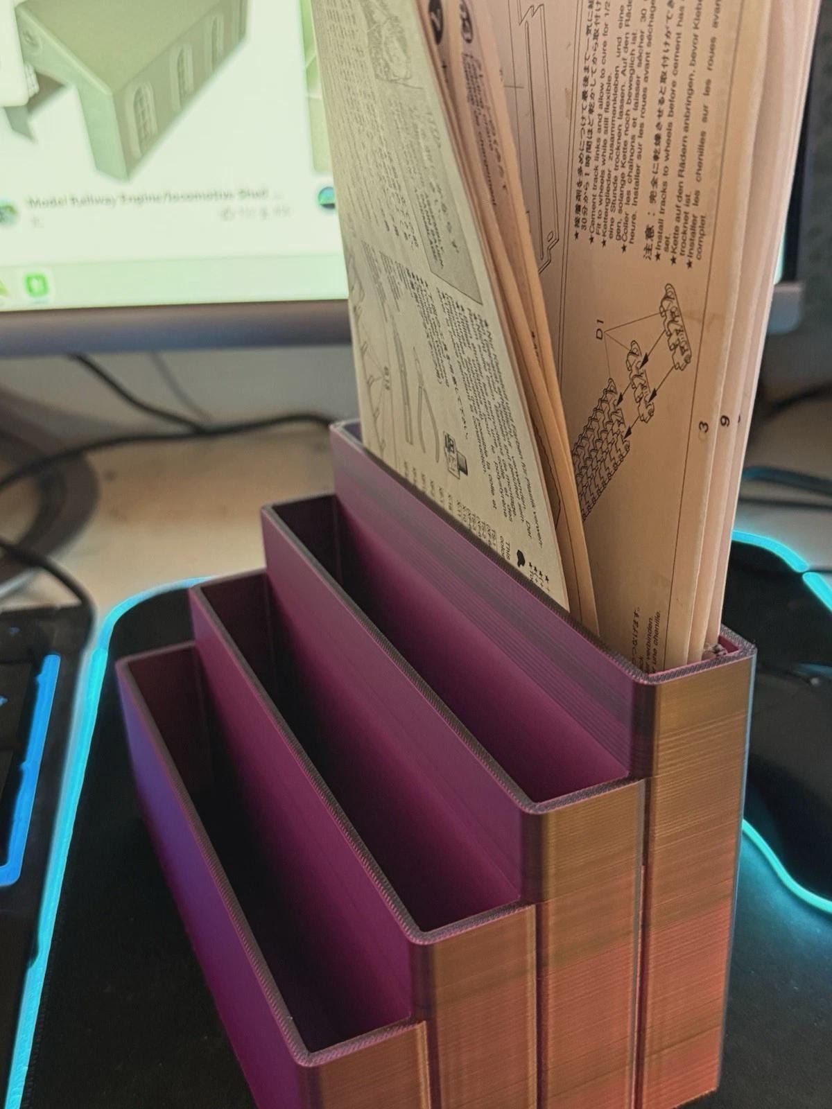3-D Printed Desk, Organizer For Notes And Papers