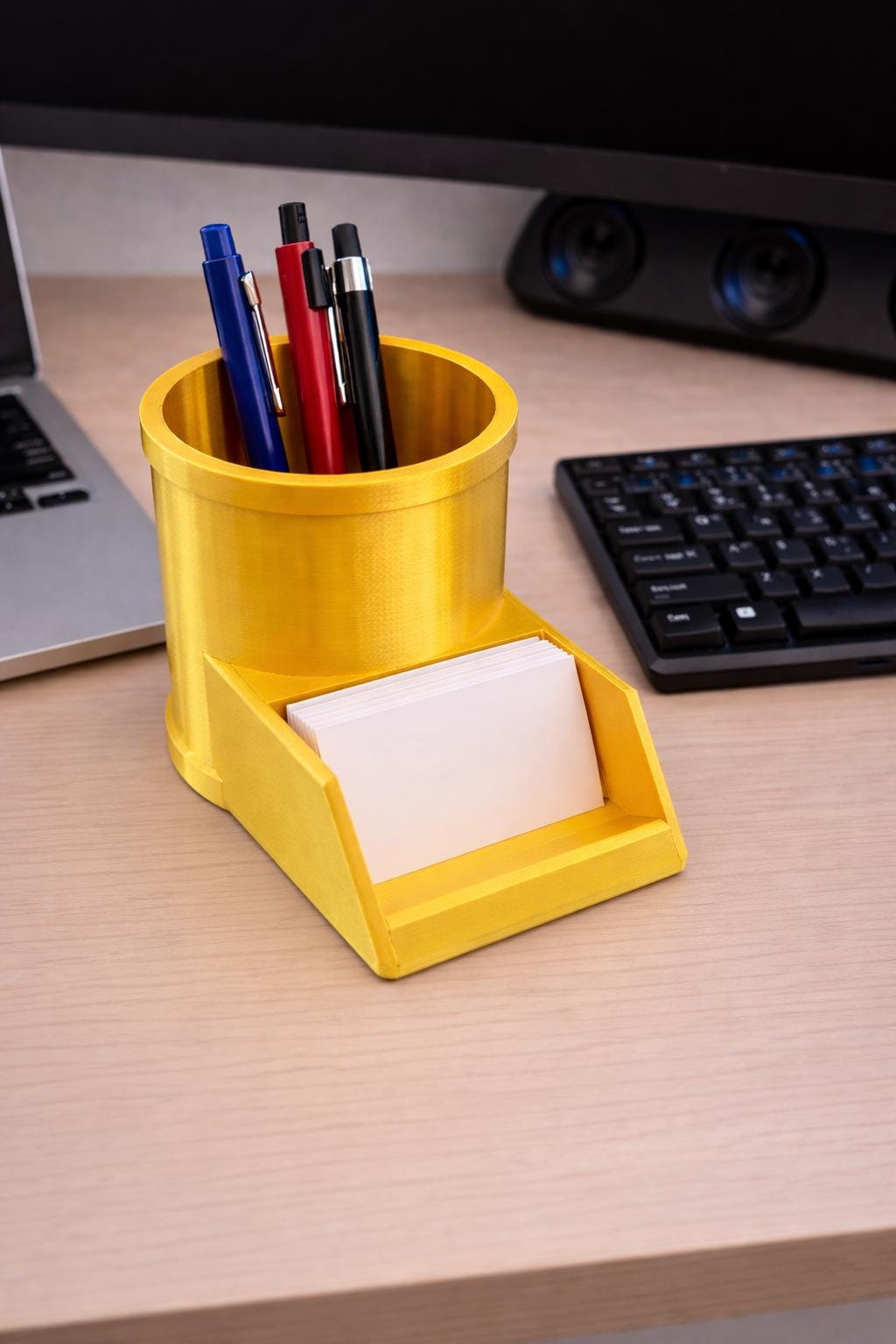 3D Printed Business Card Holder & Pen Stand – Modern Desk Organizer for Office, Reception, Salon