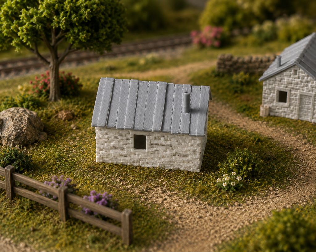 N Scale Stone Cottage Village Set – 3D Printed (Pack of 4)