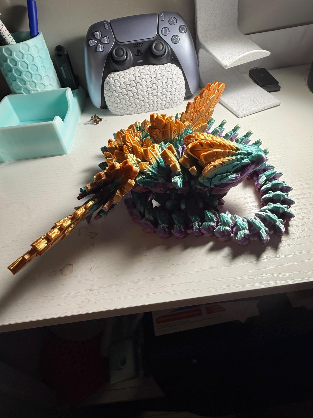 Articulated Winged Serpent Dragon – Flexible Crystal Fidget Toy – 3D Printed Figure