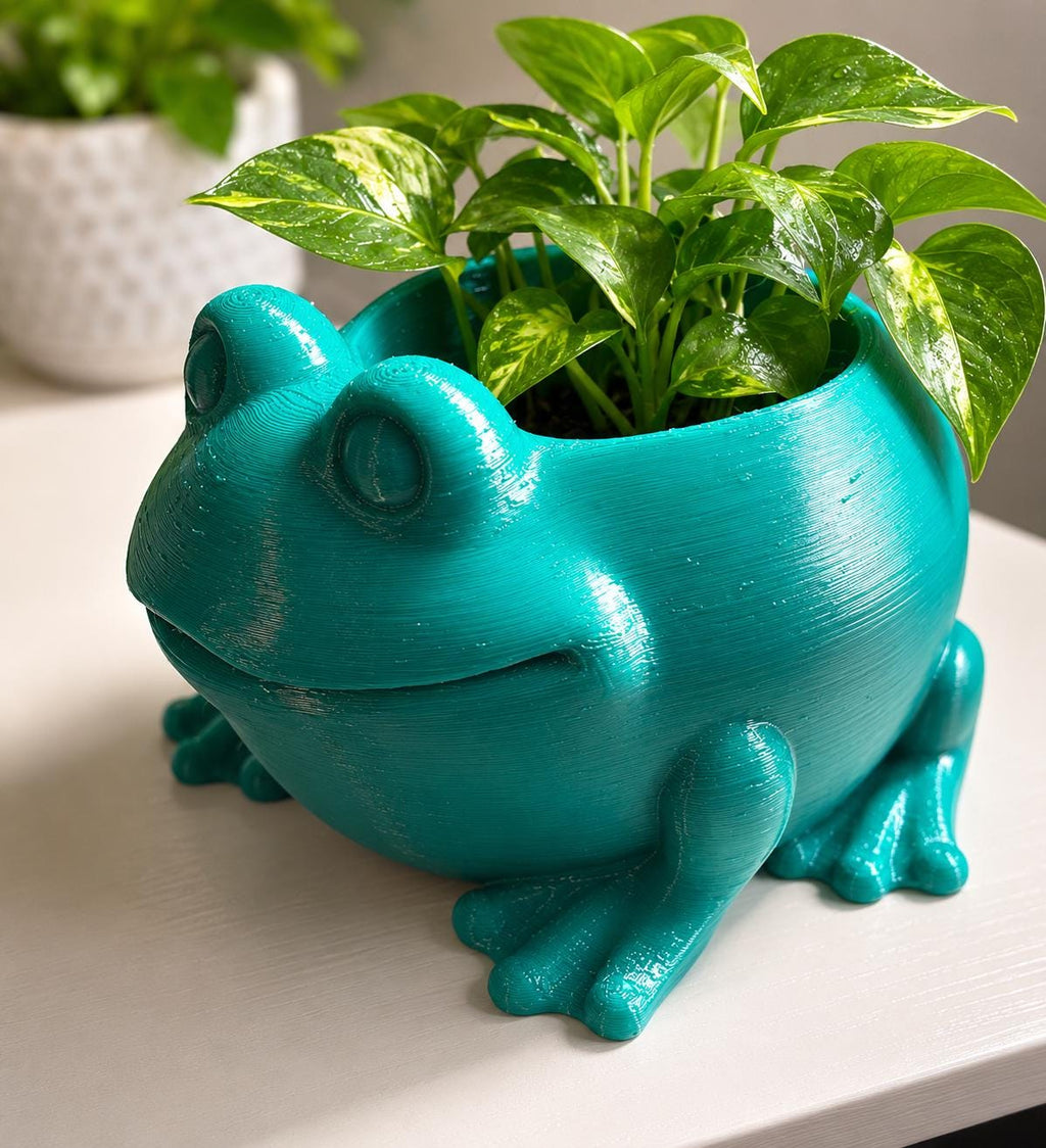 Cute Frog Planter | 3D Printed Frog Pot | Small Succulent Planter | Desk Plant Pot | Kawaii Frog Decor