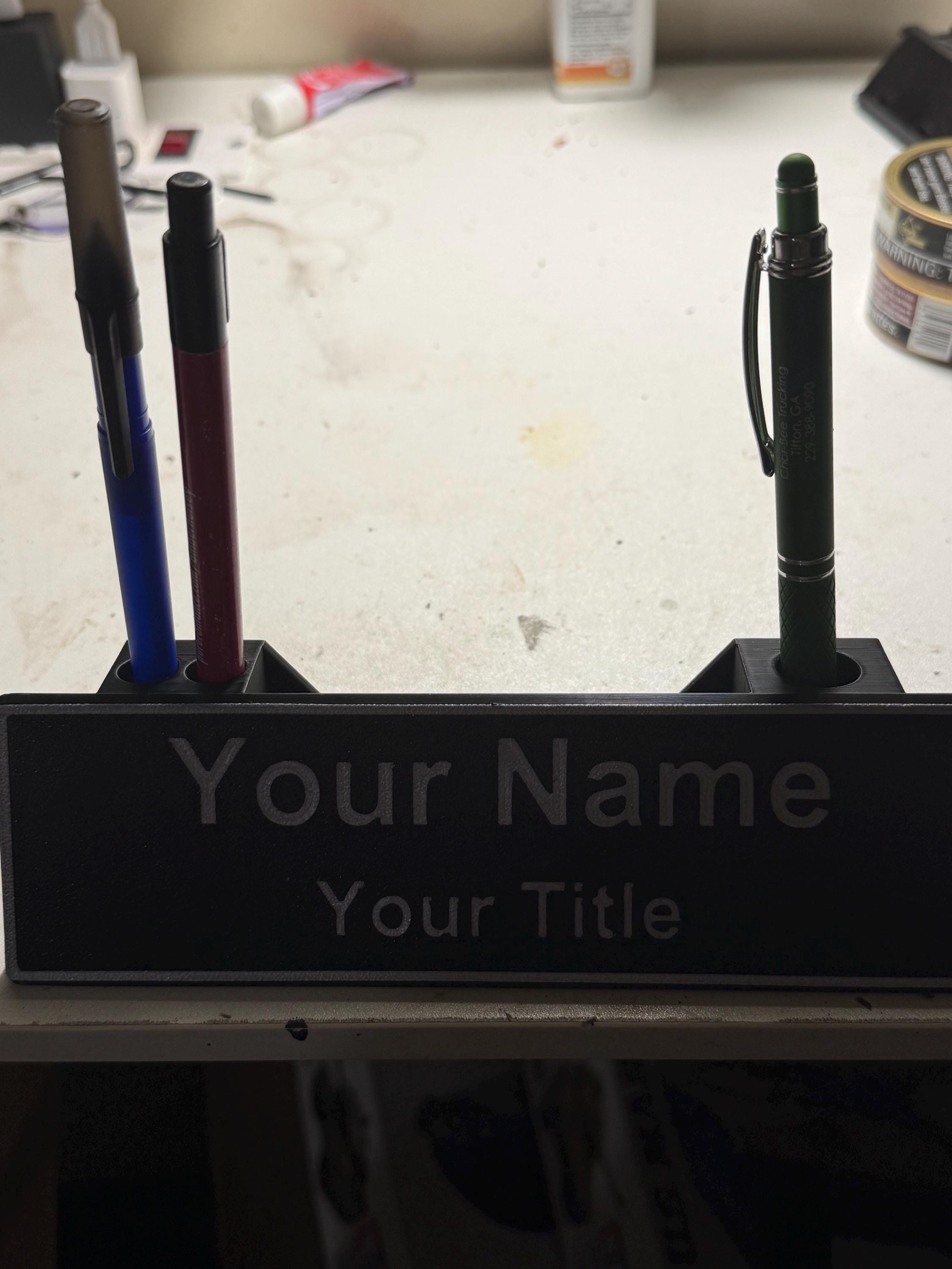 Personalized Desk Name Plate with Pen Holder