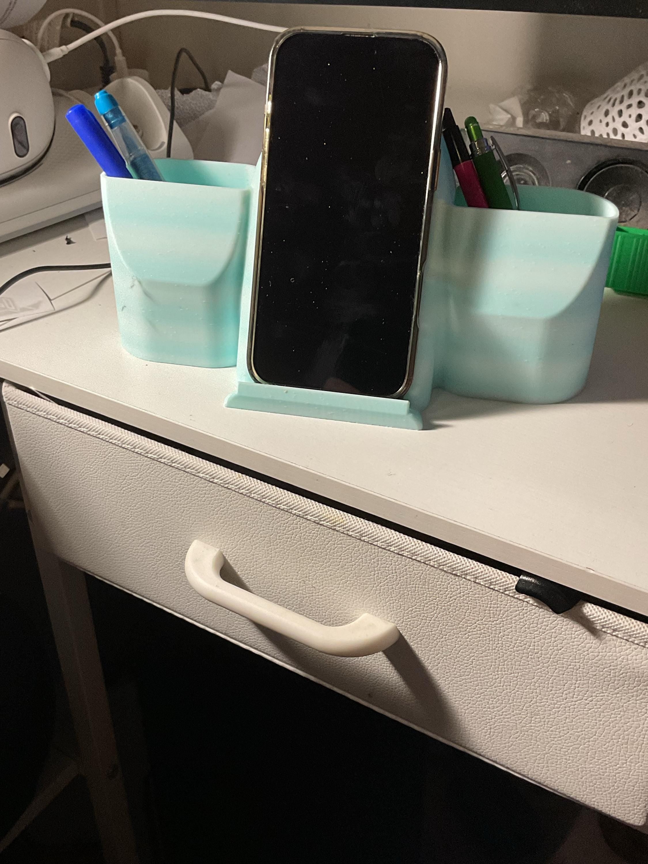 Desk Organizer with Phone Stand | Pen Holder Dock