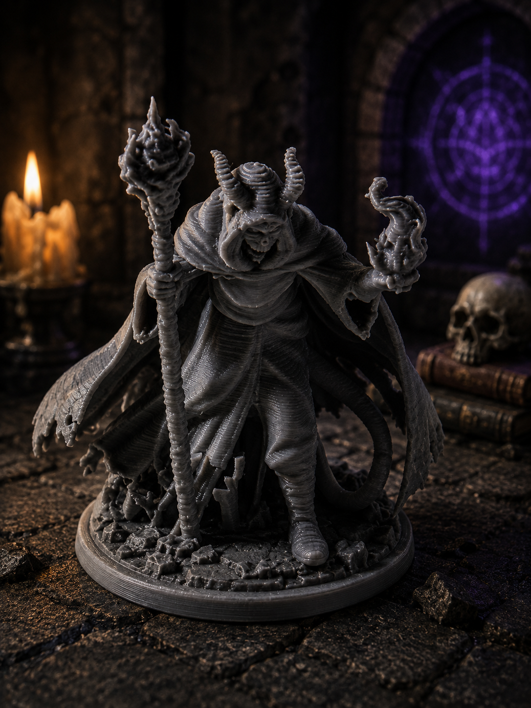 Tiefling Warlock Miniature – 3D Printed D&D Tabletop Mini