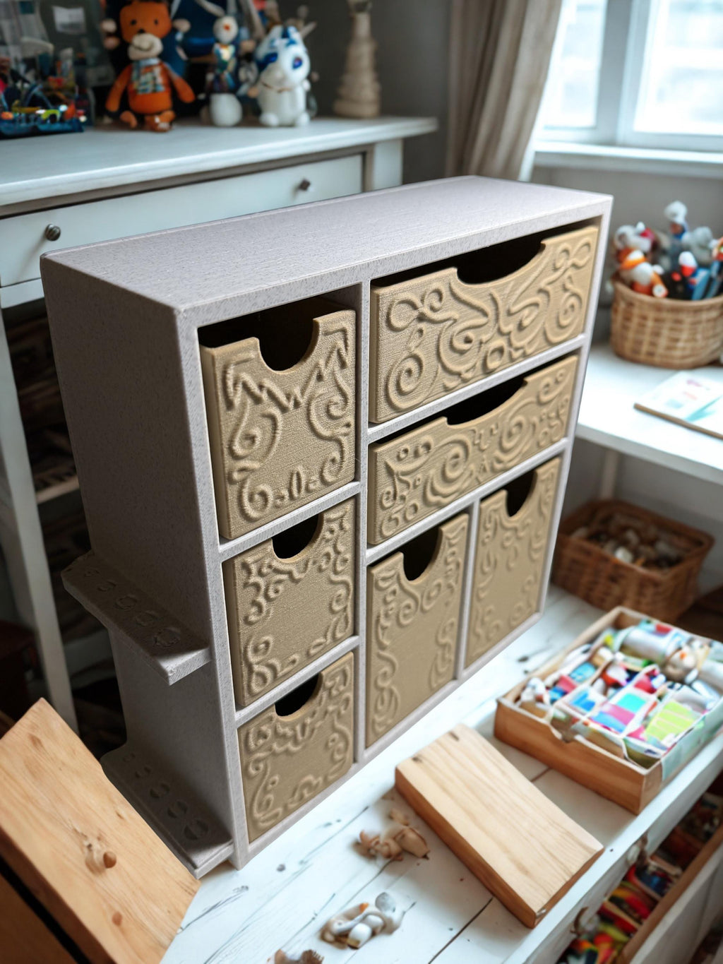 Desk Organizer with Drawers | 3D Printed Storage Organizer | Office Desk Storage | Makeup Organizer | Craft Organizer | Drawer Organizer
