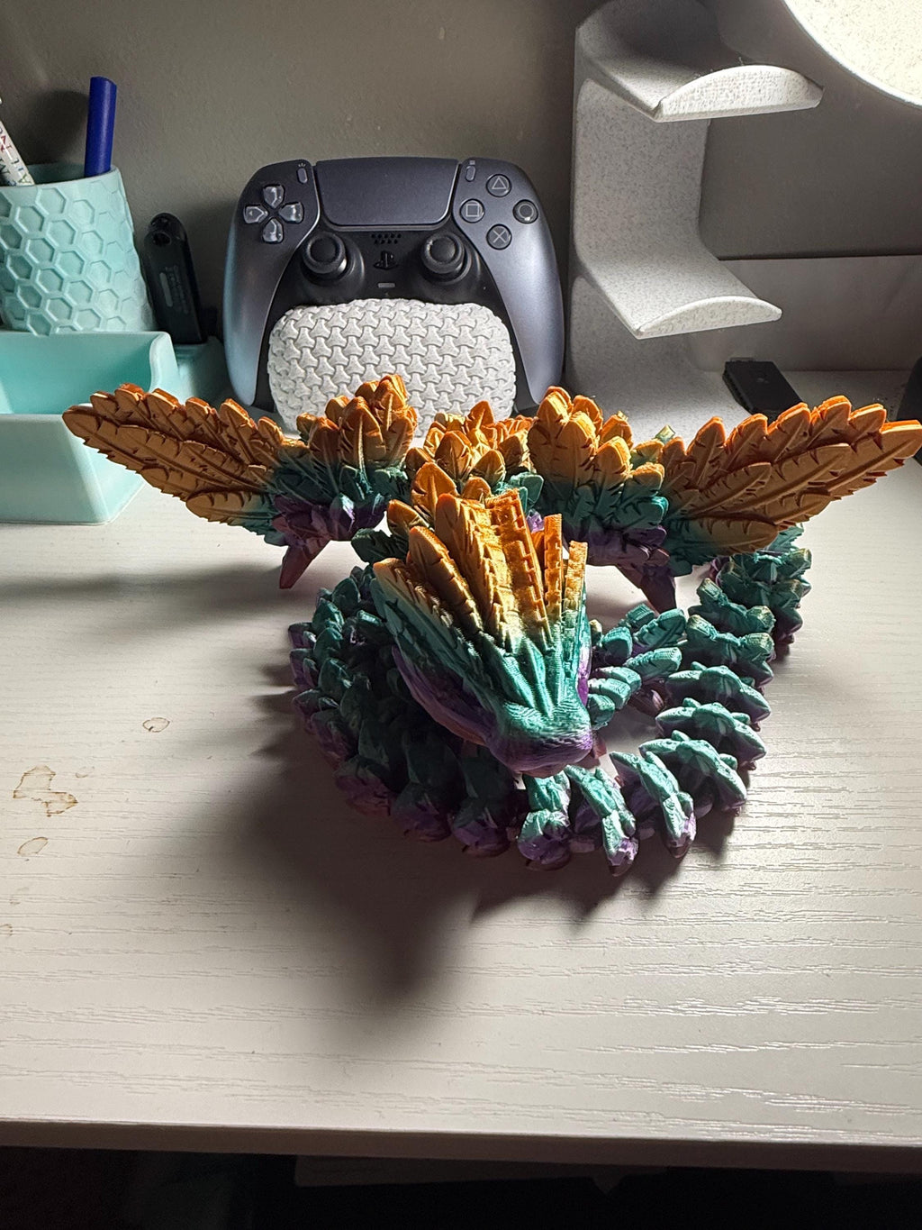 Articulated Winged Serpent Dragon – Flexible Crystal Fidget Toy – 3D Printed Figure