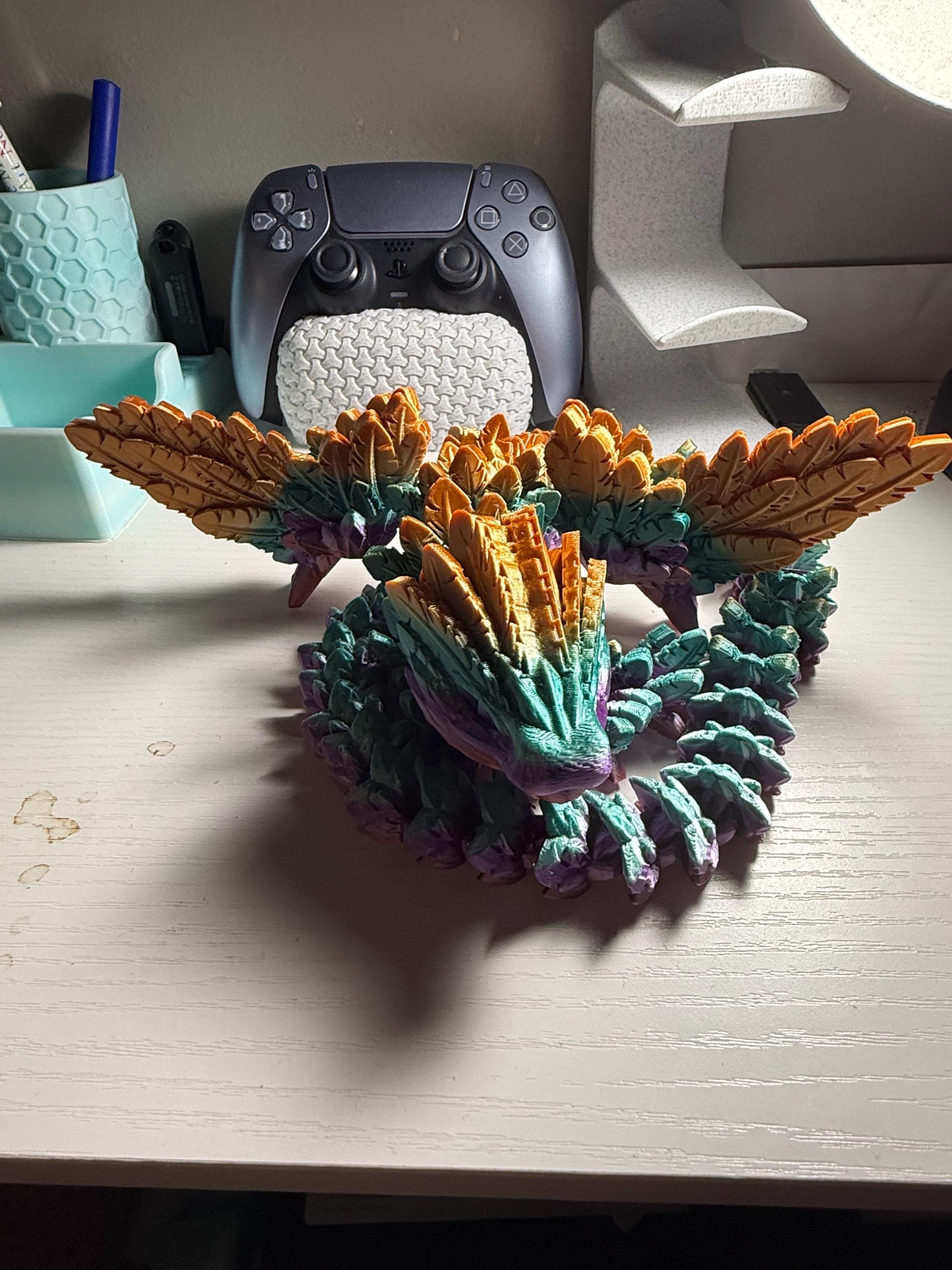 Articulated Winged Serpent Dragon – Flexible Crystal Fidget Toy – 3D Printed Figure