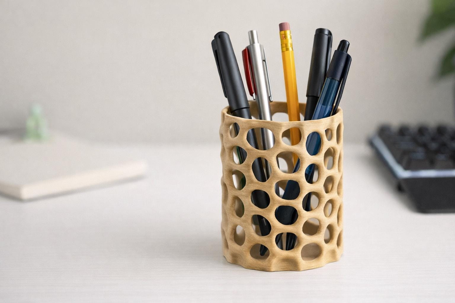 3D Printed Honeycomb Pen Holder | Modern Desk Organizer