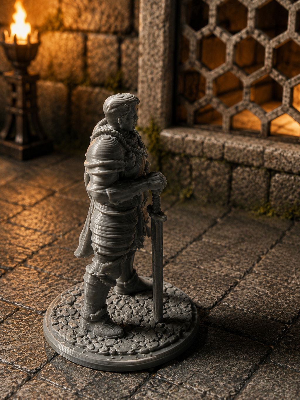 Human Fighter Miniature – 3D Printed D&D Tabletop Mini