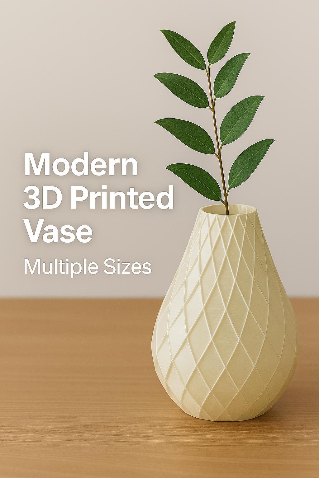 3D Printed Modern Vase – Geometric Textured Vase – Home Decor –