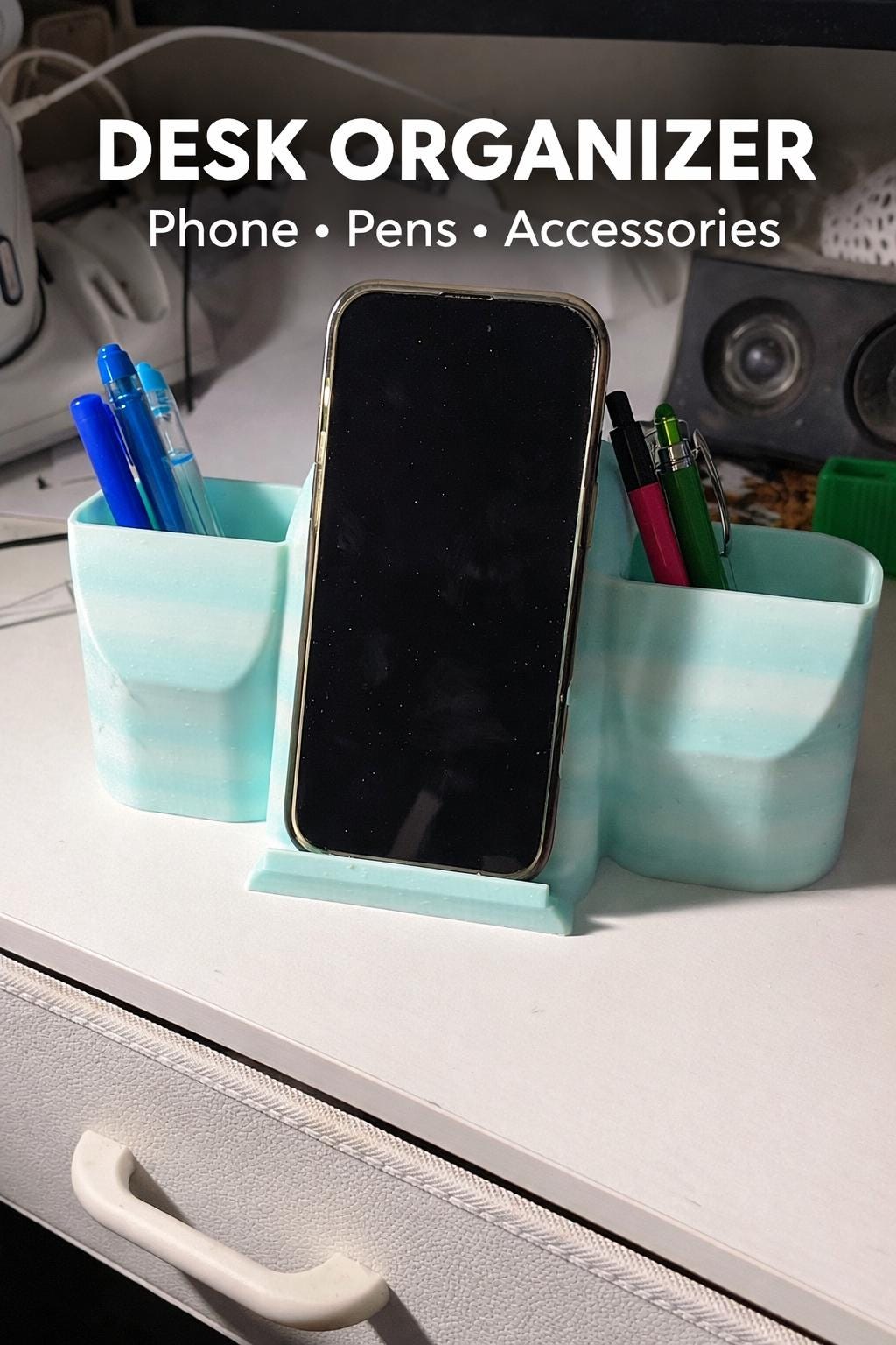 Desk Organizer with Phone Stand | Pen Holder Dock