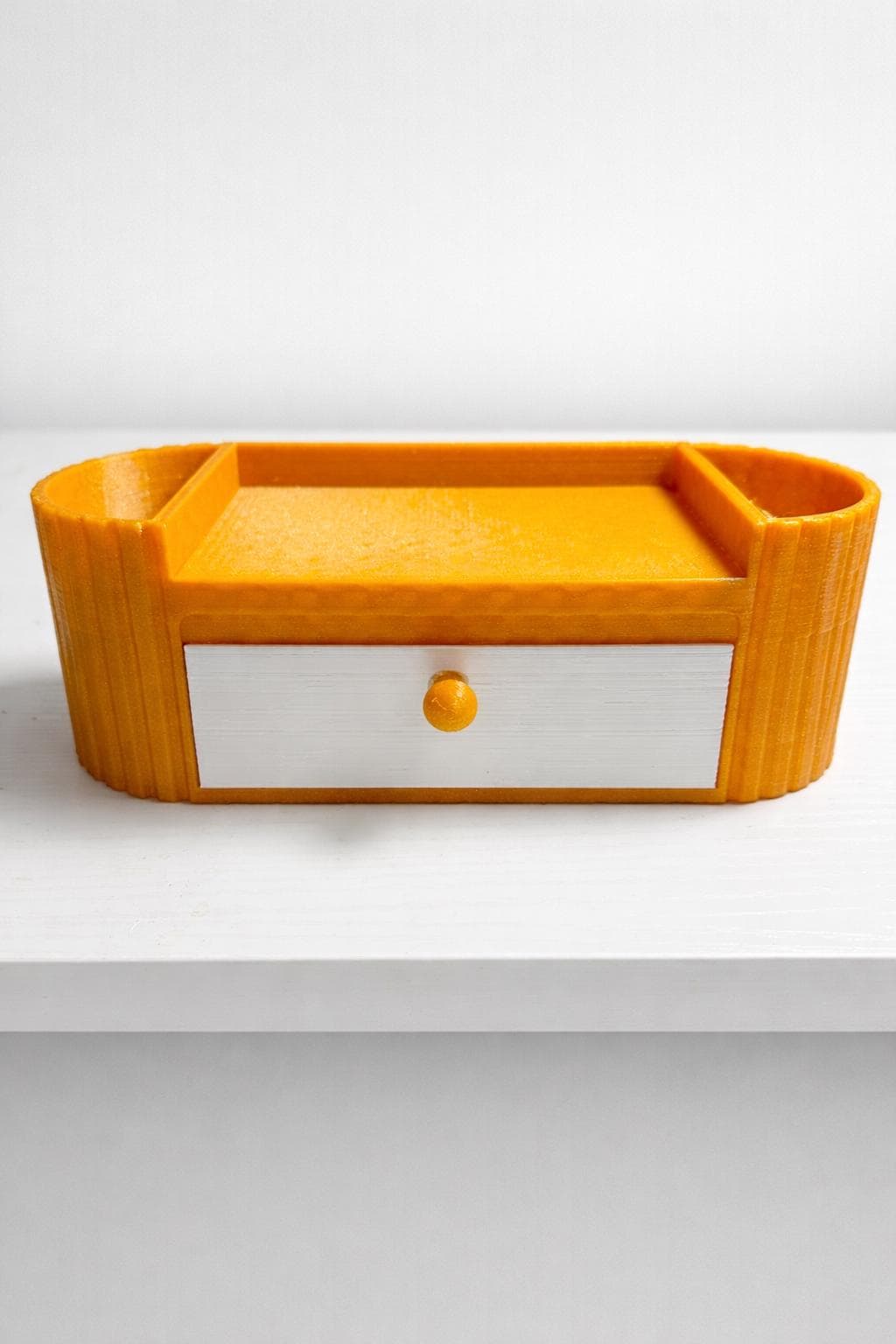 Desk Organizer with Drawer | 3D Printed Pen Holder & Storage Tray | Office Desk Organizer | Pencil Holder | Minimalist Desk Storage
