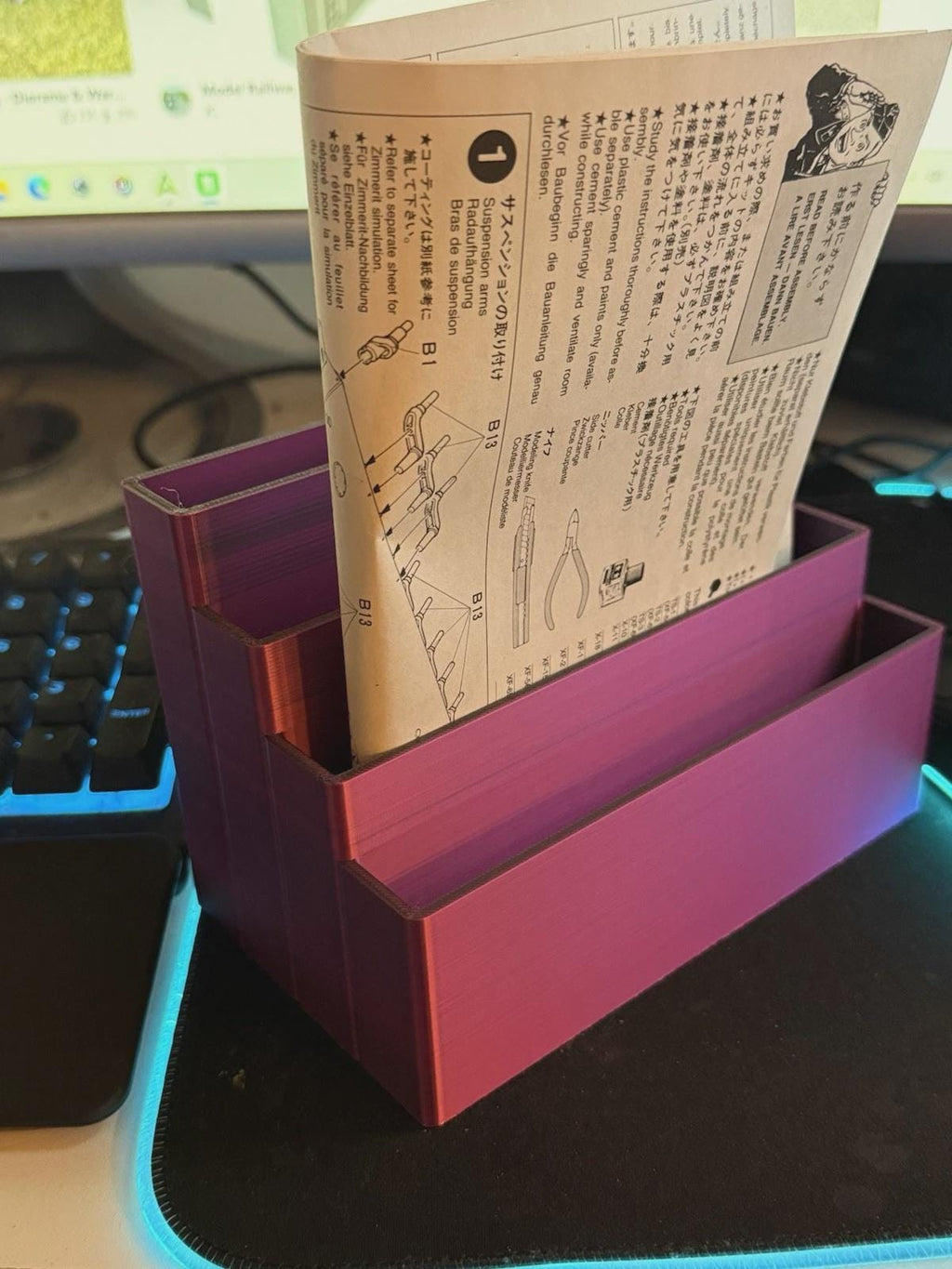 3-D Printed Desk, Organizer For Notes And Papers