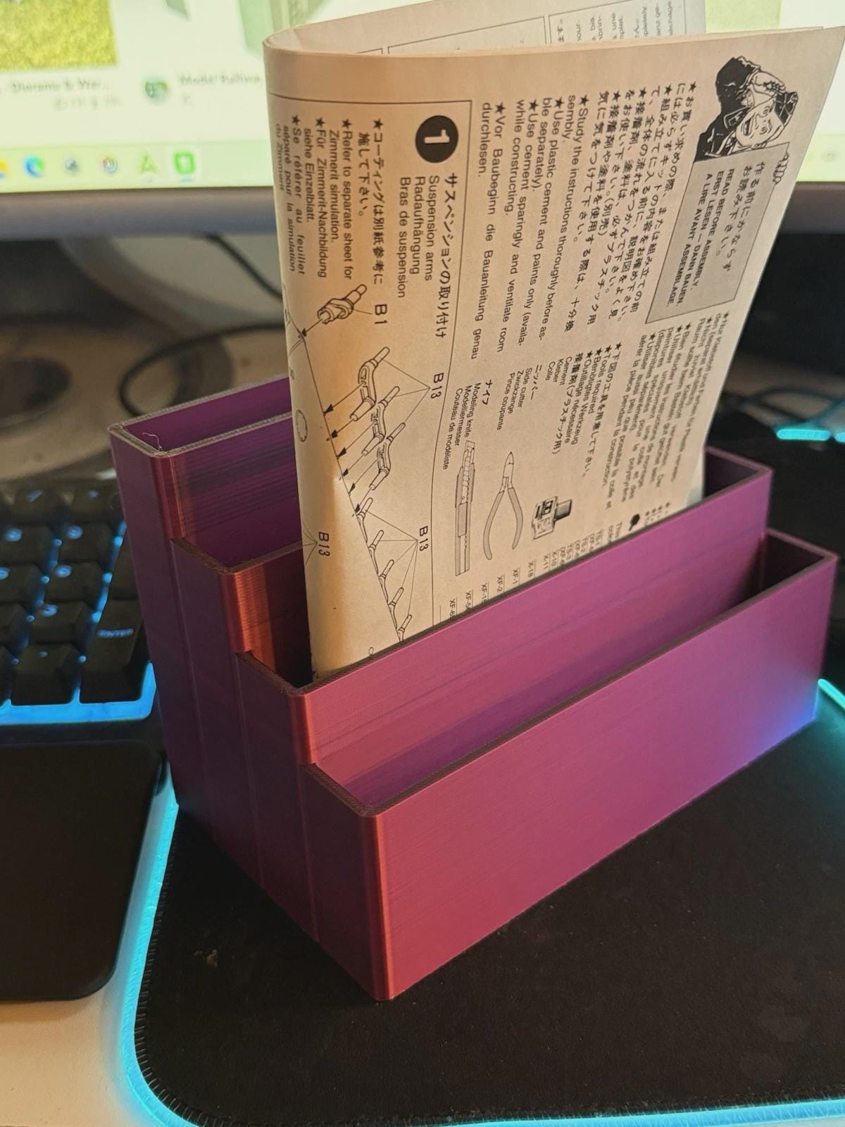 3-D Printed Desk, Organizer For Notes And Papers