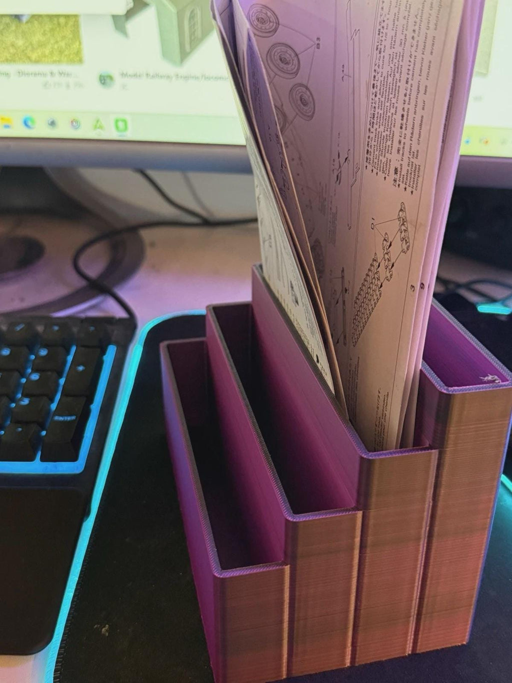 3-D Printed Desk, Organizer For Notes And Papers