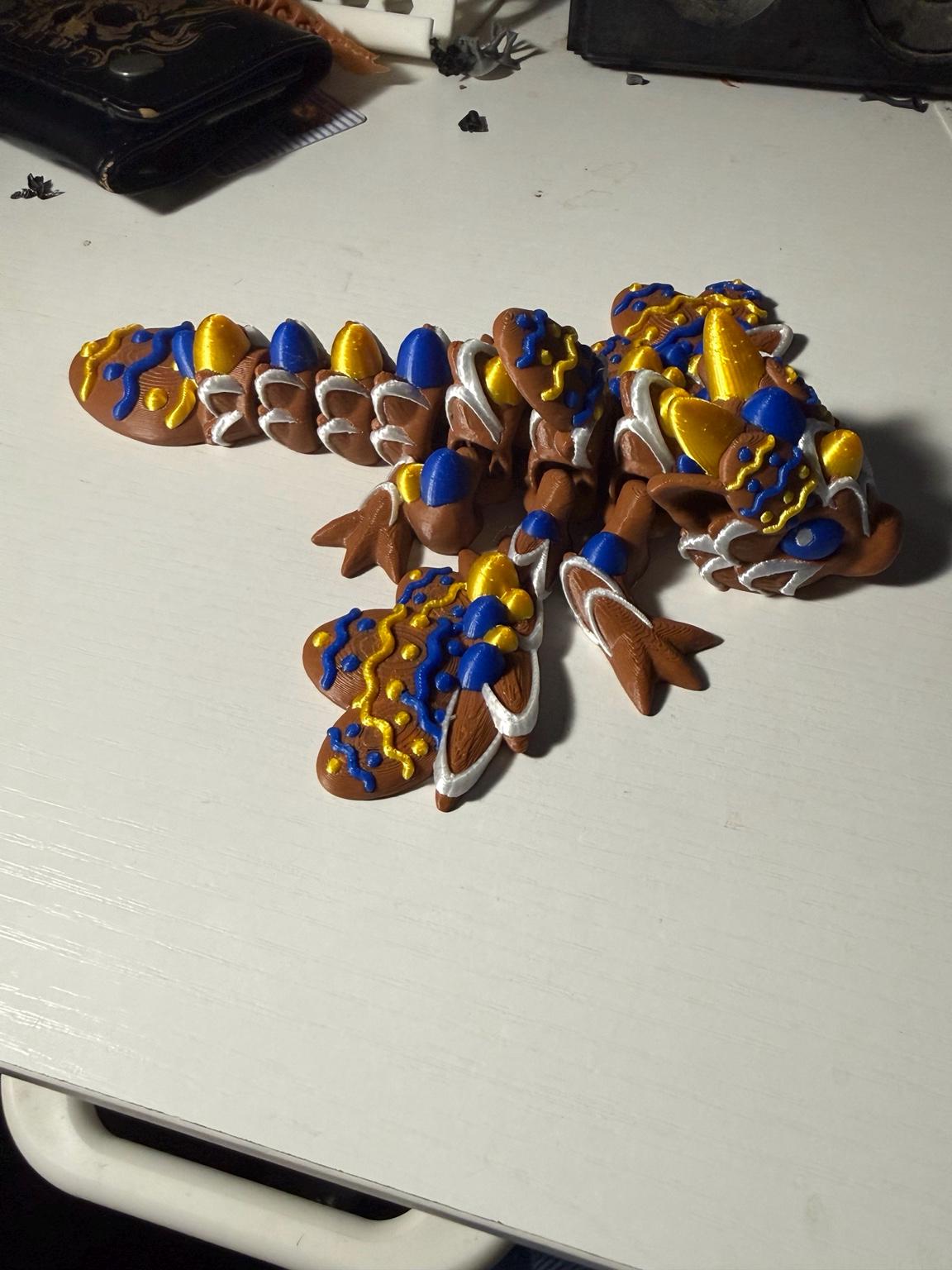 Articulated Easter Dragon | Cookie Candy Theme, 3D Printed Fidget Toy