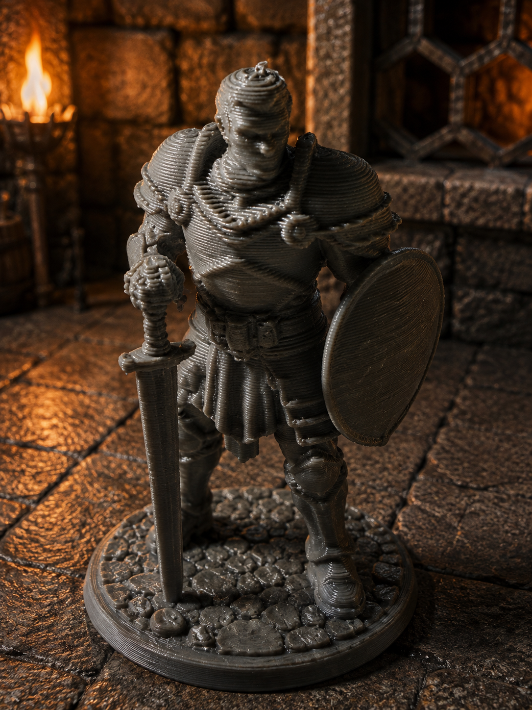 Human Fighter Miniature – 3D Printed D&D Tabletop Mini