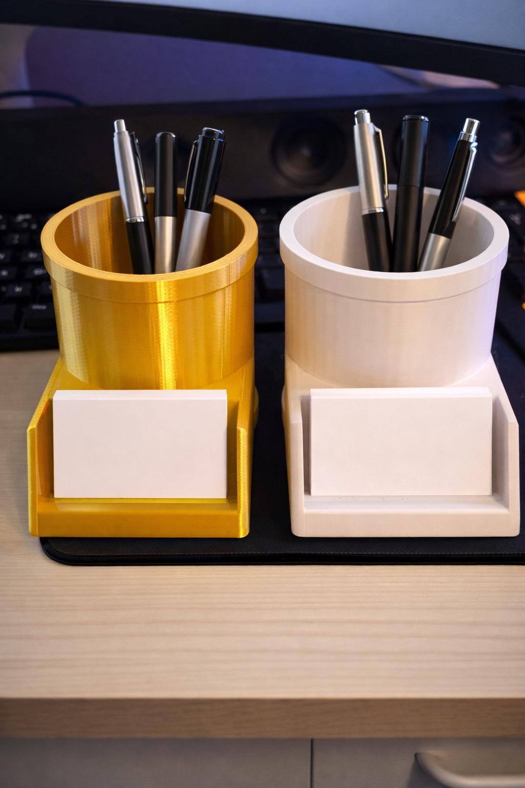 Pen & Business Card Holder Desk Organizer