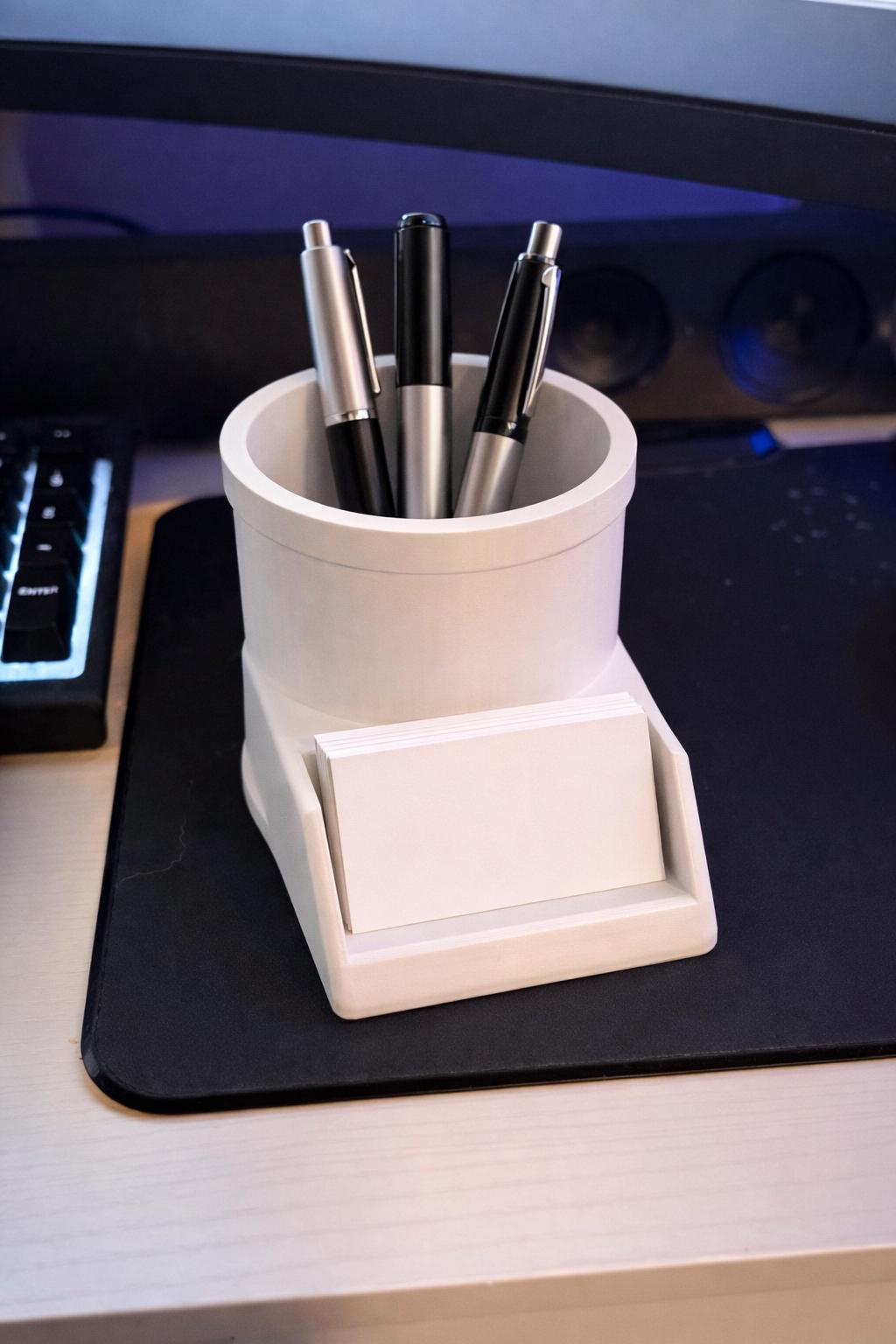 Pen & Business Card Holder Desk Organizer