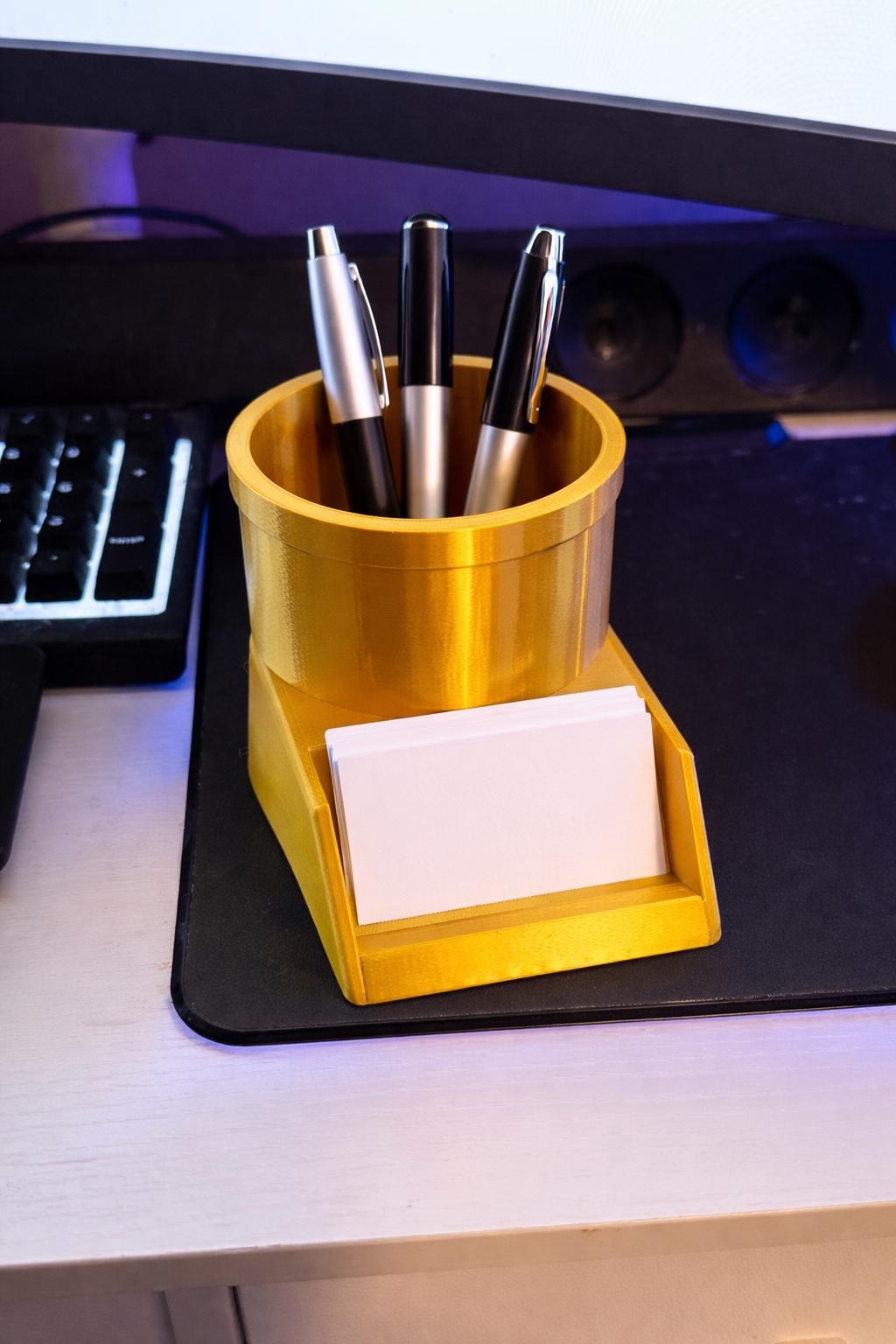 Pen & Business Card Holder Desk Organizer