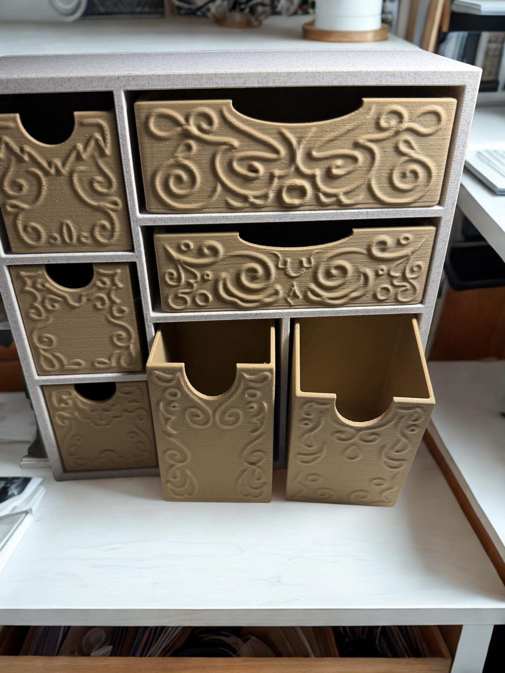3D Printed Desk Organizer with Drawers — Modern Home Office Storage Solution