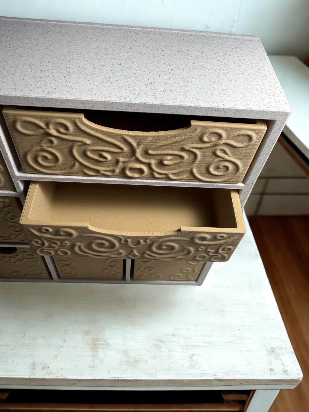 3D Printed Desk Organizer with Drawers — Modern Home Office Storage Solution