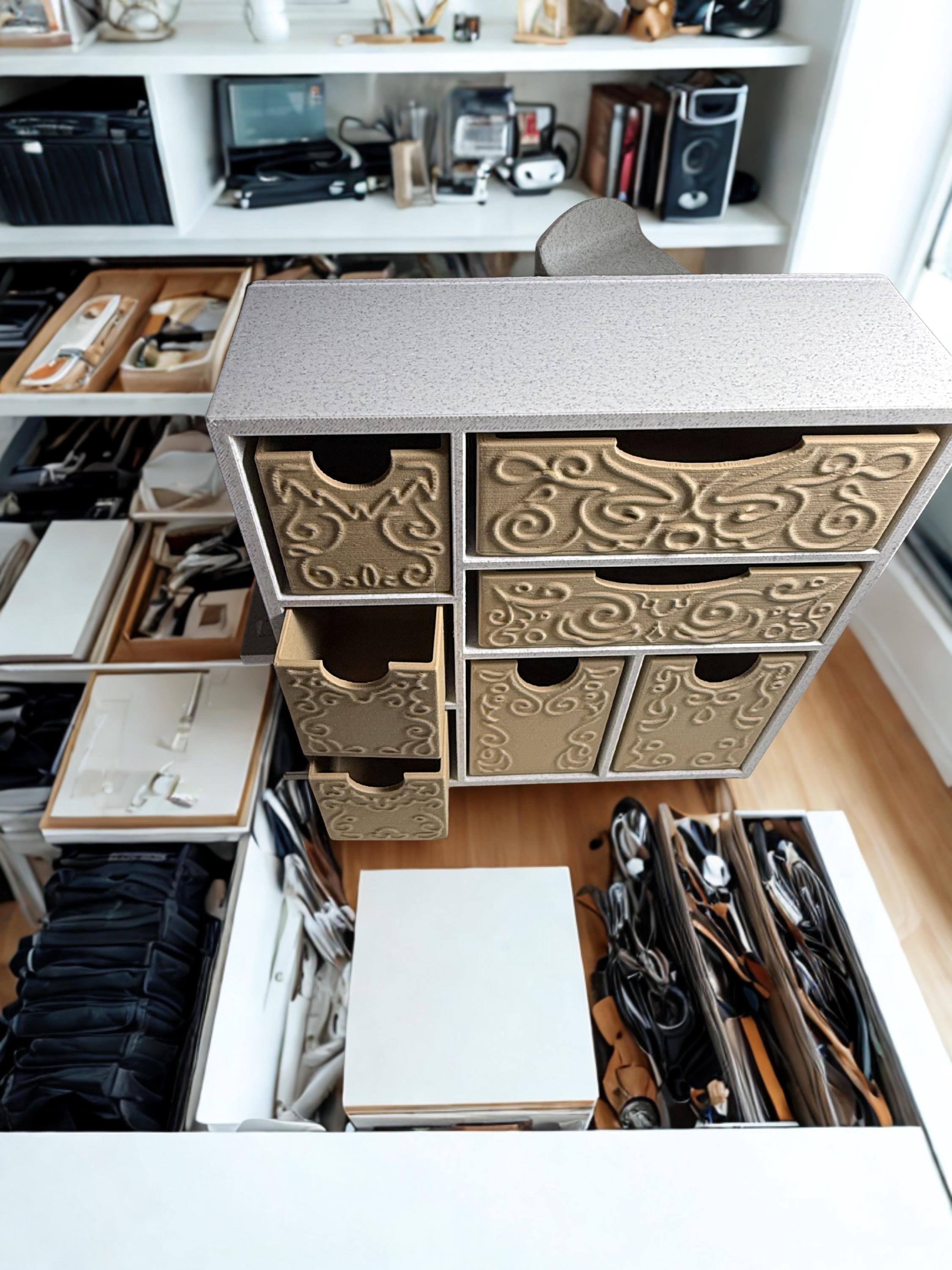3D Printed Desk Organizer with Drawers — Modern Home Office Storage Solution