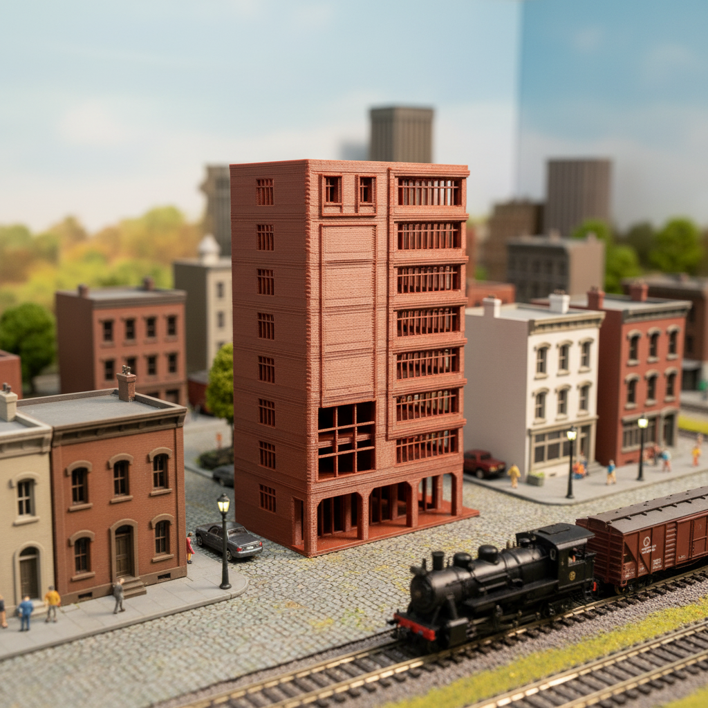 N Scale building on railroad layout