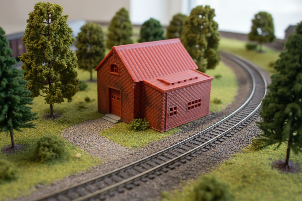 N Scale Fire Station on Layout - Image 1