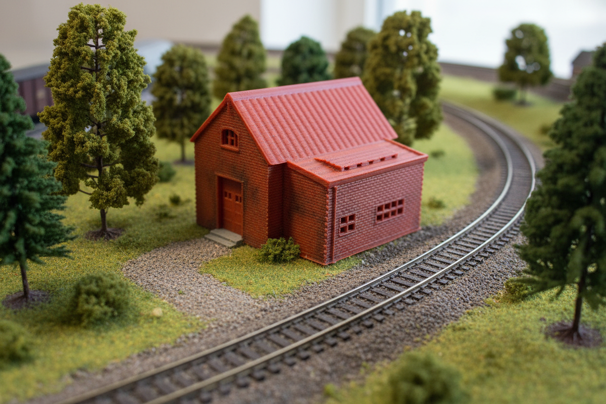N Scale Fire Station on Layout - Image 1