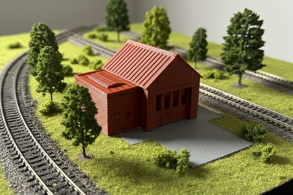 N Scale Fire Station on Layout - Image 4