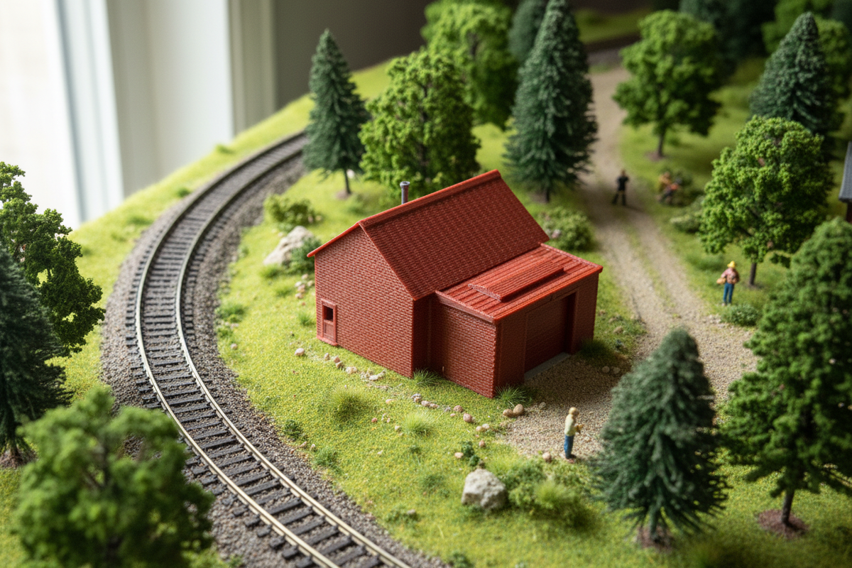 N Scale Fire Station on Layout - Image 6