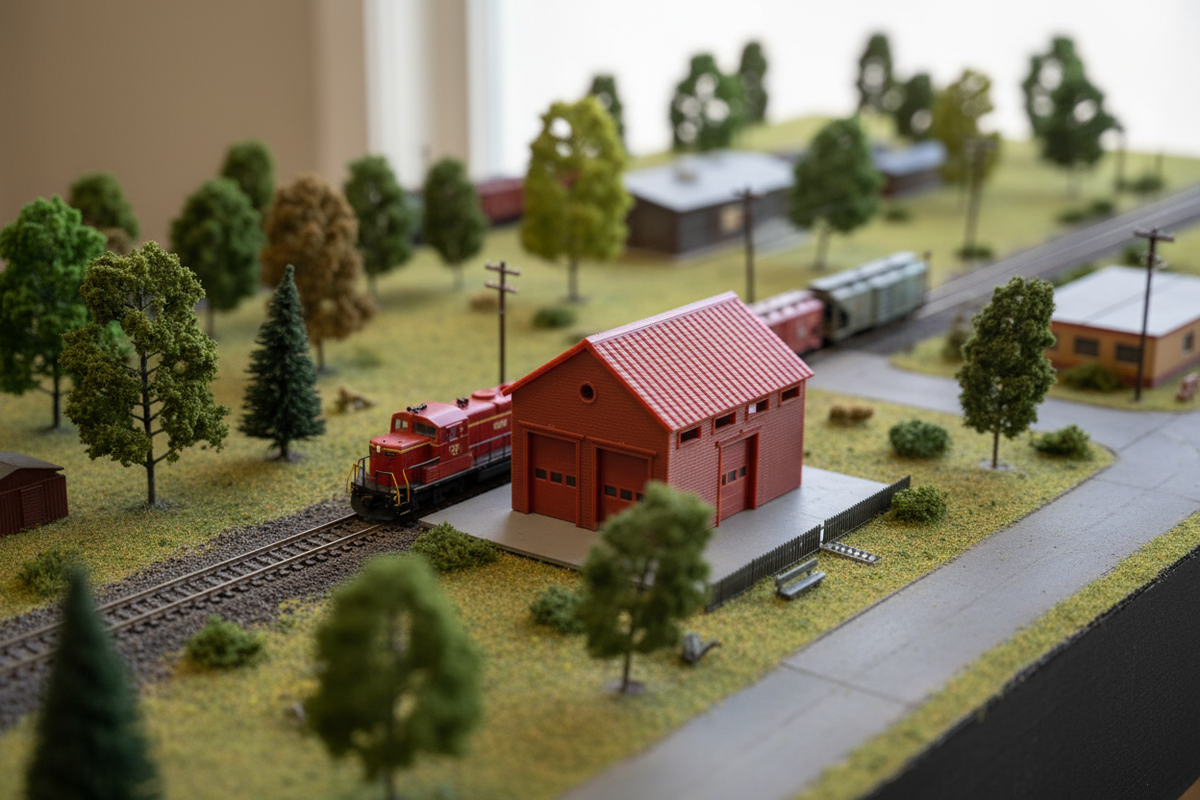 N Scale Fire Station on Layout - Image 9