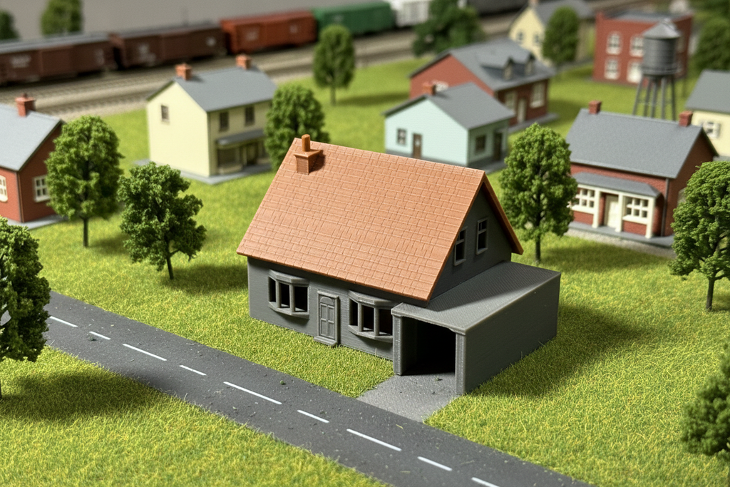 N Scale House on Layout - Revised