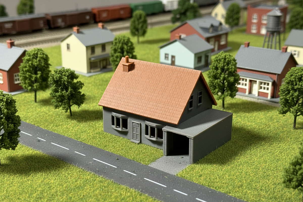 N Scale House on Layout - Revised