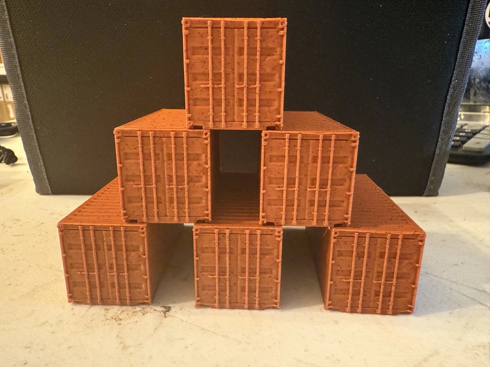 HO Scale 20ft Shipping Containers — 3D Printed Model Railroad Scenery (6-Pack)