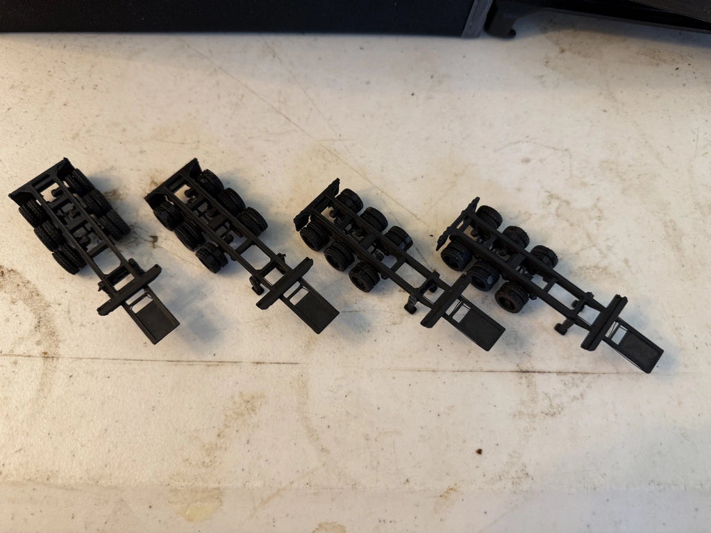 HO Scale 20ft Shipping Container Chassis — 3D Printed Model Railroad Accessory (4-Pack)